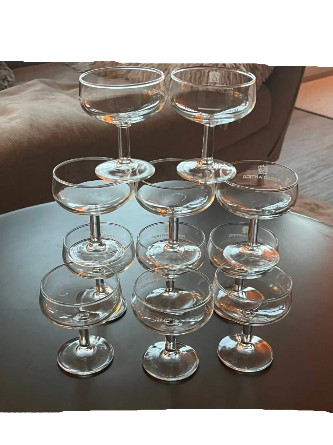 Set om 10 Rosso Antico coupeglas/champagneskålar